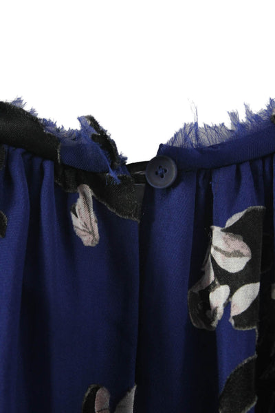 Rebecca Taylor Women Floral Blue Silk Blend Blouse Sleeveless Size 2