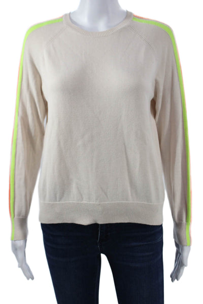 WISPR Women Pullover Striped Crew Neck Long Sleeve Beige 80s Size XS