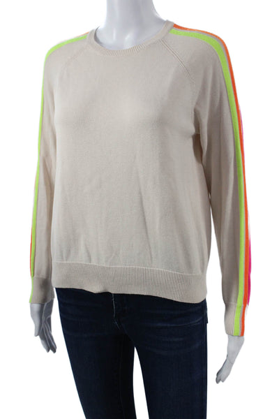 WISPR Women Pullover Striped Crew Neck Long Sleeve Beige 80s Size XS