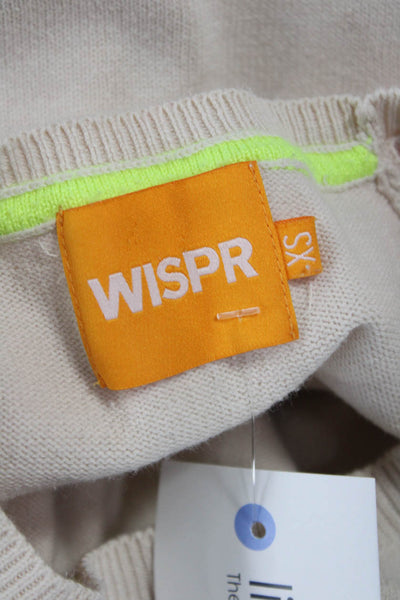 WISPR Women Pullover Striped Crew Neck Long Sleeve Beige 80s Size XS