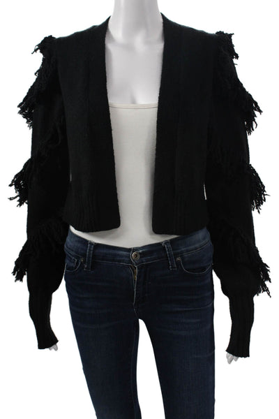 525 Womens Bohemian Cardigan Sweater Black Long Sleeve Size XS