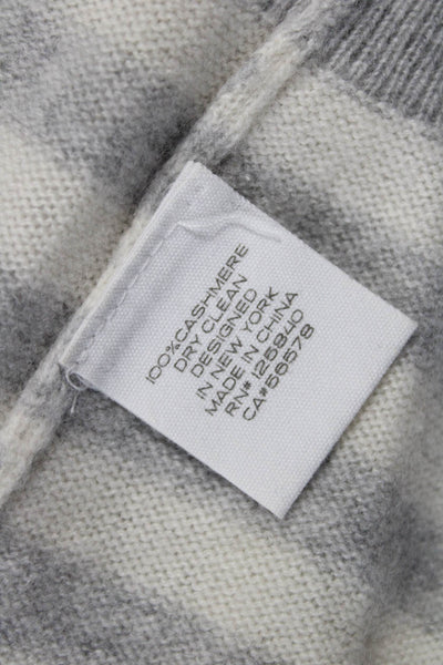 Intermix Women 100% Cashmere Striped Crew Neck Pullover Sweater White Size S