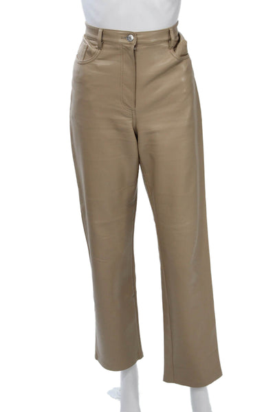 Wilfred Women Cropped Dress Pants Beige Button Closure Polyurethane Size S