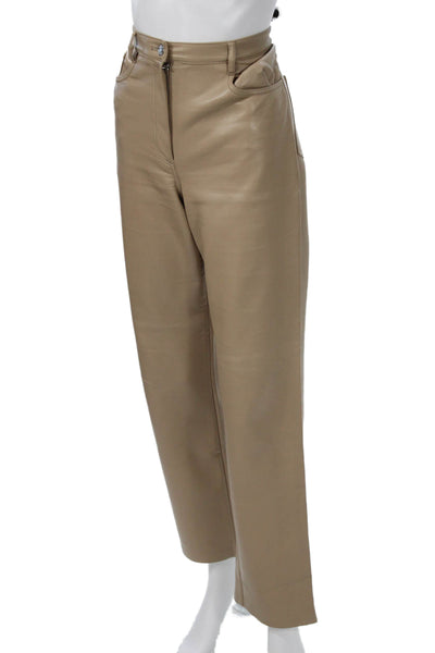 Wilfred Women Cropped Dress Pants Beige Button Closure Polyurethane Size S