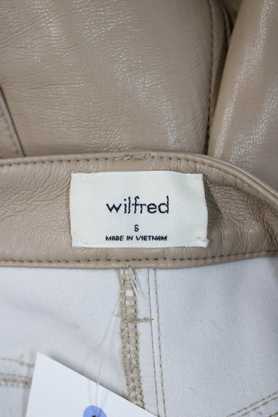 Wilfred Women Cropped Dress Pants Beige Button Closure Polyurethane Size S
