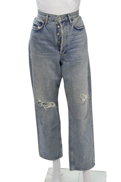 Agolde Womens Light Blue High Rise Boyfriend Wide Leg Jeans Size 27