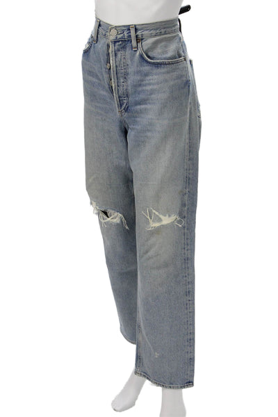 Agolde Womens Light Blue High Rise Boyfriend Wide Leg Jeans Size 27