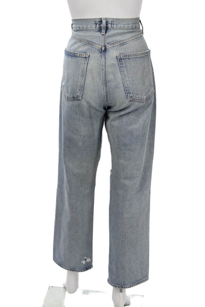 Agolde Womens Light Blue High Rise Boyfriend Wide Leg Jeans Size 27