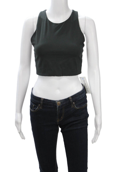 Girlfriend Collective Womens Cropped Sleeveless Tank Black Size M