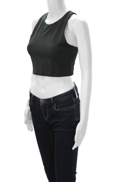 Girlfriend Collective Womens Cropped Sleeveless Tank Black Size M