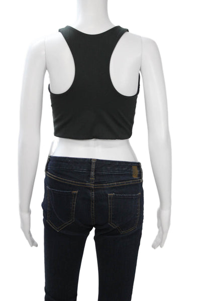 Girlfriend Collective Womens Cropped Sleeveless Tank Black Size M