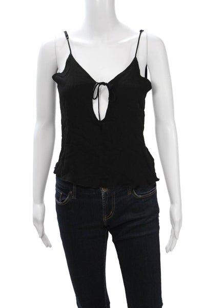 John Galt Women Camisole Boho Black Rayon Drawstring Sleeveless Size One Size