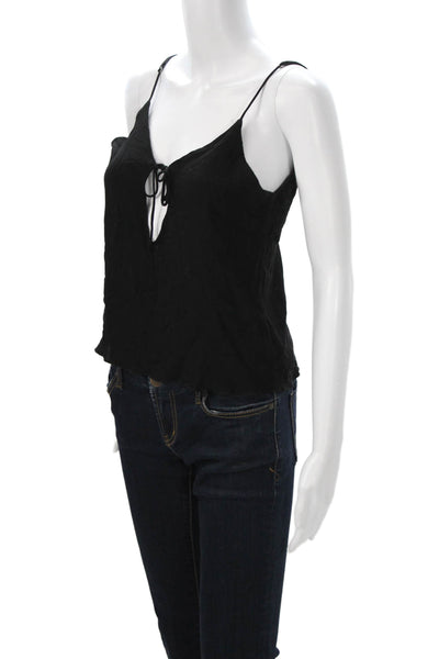 John Galt Women Camisole Boho Black Rayon Drawstring Sleeveless Size One Size