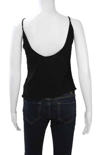 John Galt Women Camisole Boho Black Rayon Drawstring Sleeveless Size One Size