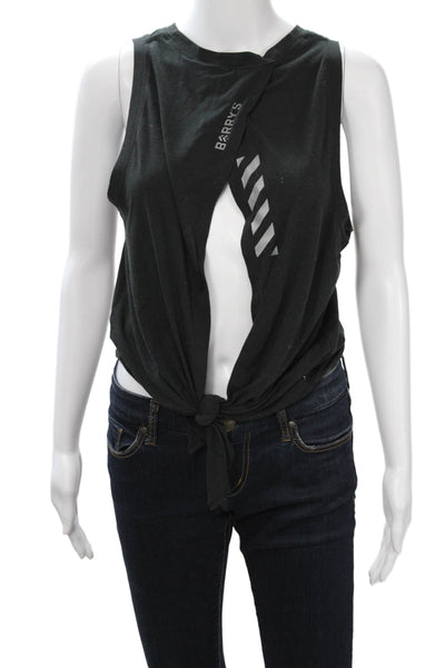 Vie Active Womens Black Graphic Quote Crew Neck Sleeveless Tank Size M