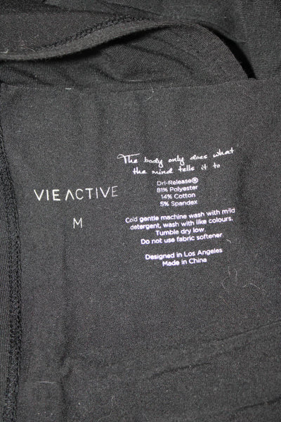 Vie Active Womens Black Graphic Quote Crew Neck Sleeveless Tank Size M