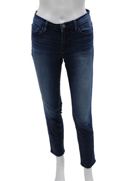 J Brand Womens Skinny Ankle Jeans Dark Blue Mid Rise Button Size 27