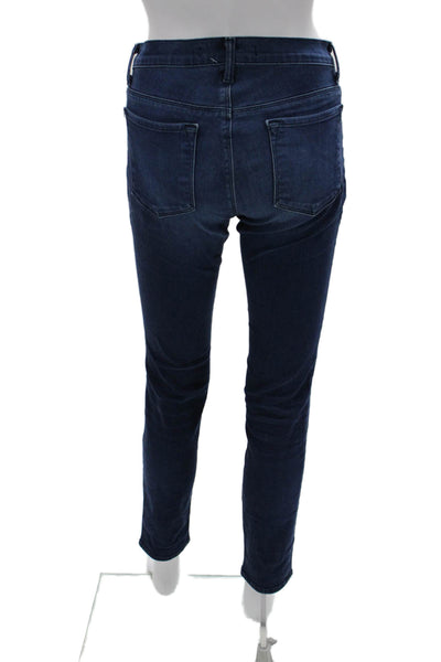 J Brand Womens Skinny Ankle Jeans Dark Blue Mid Rise Button Size 27