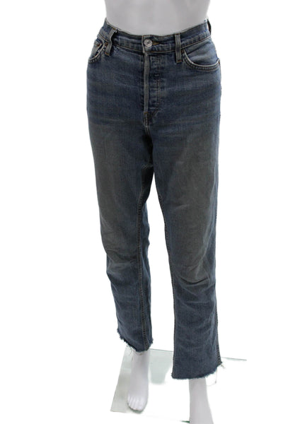 Re/Done Womens Cropped Straight Dark Blue Mid Rise Cotton Jeans Size 27