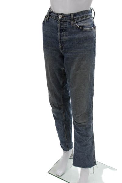 Re/Done Womens Cropped Straight Dark Blue Mid Rise Cotton Jeans Size 27