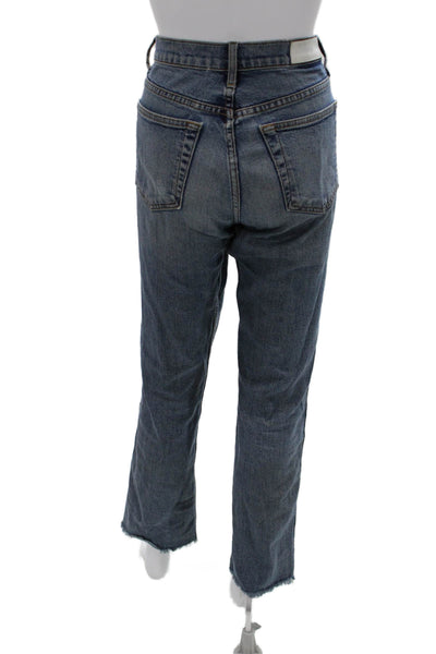 Re/Done Womens Cropped Straight Dark Blue Mid Rise Cotton Jeans Size 27