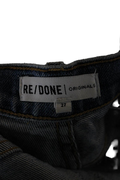 Re/Done Womens Cropped Straight Dark Blue Mid Rise Cotton Jeans Size 27