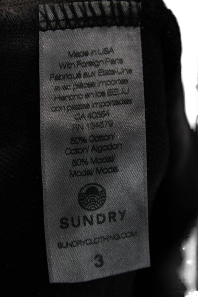 Sundry Womens Pullover Sweatshirt Black Long Sleeve Grunge Cotton Modal Size 3