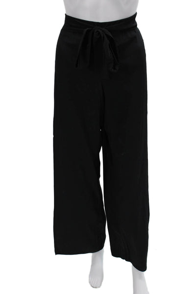 Lola & Sophie Womens Black Paperbag Dress Pants Drawstring Polyester Size M