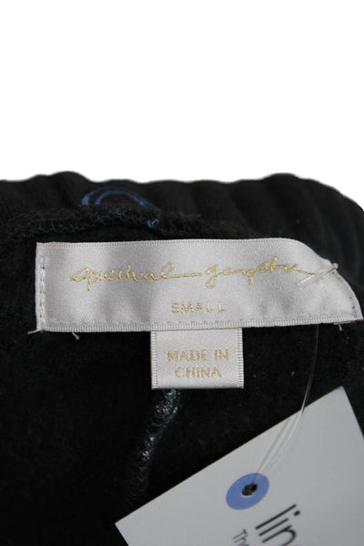 Spiritual Gangster Women Jogger Sweatpants Black Graphic Print Size S