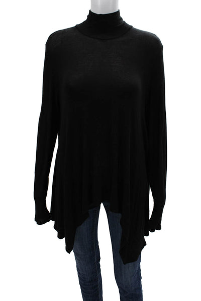 Three Dots Womens Pullover Sweater Black Mock Neck Long Sleeve Size XL