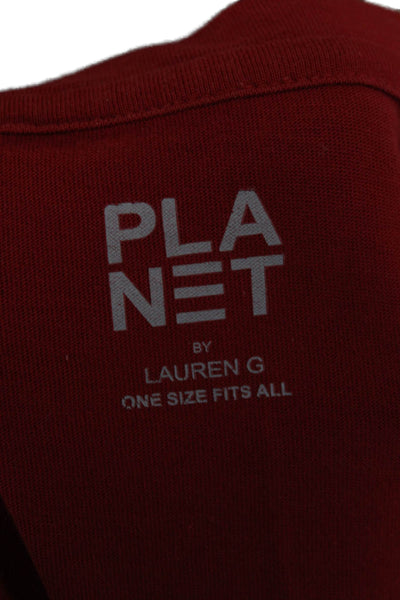 Planet Women Basic Red Long Sleeve Pima Cotton T-Shirt Round Neck Size M