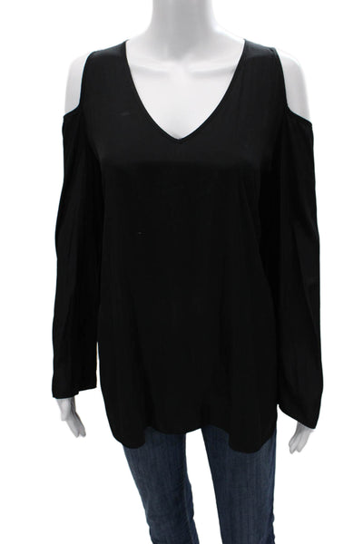 Lola & Sophie Womens Black V-Neck Long Sleeve Polyester Blouse Size XL