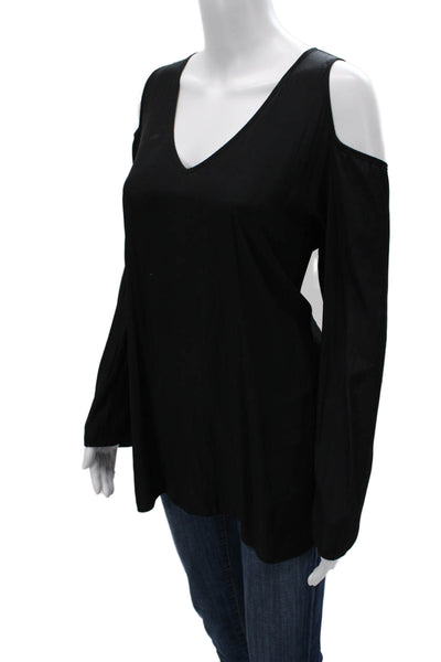 Lola & Sophie Womens Black V-Neck Long Sleeve Polyester Blouse Size XL