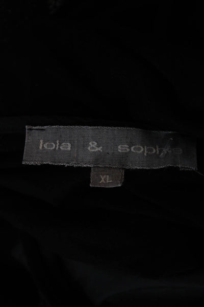Lola & Sophie Womens Black V-Neck Long Sleeve Polyester Blouse Size XL