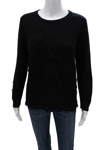 Lisa Todd Women Black Pullover Crewneck Longsleeve Cotton Cashmere Size L