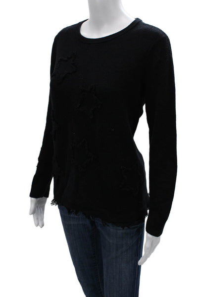 Lisa Todd Women Black Pullover Crewneck Longsleeve Cotton Cashmere Size L