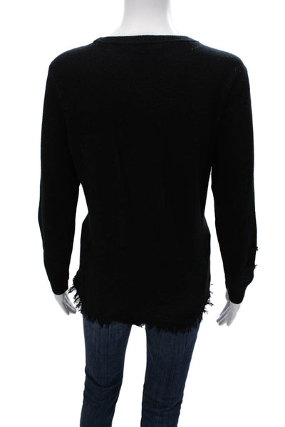 Lisa Todd Women Black Pullover Crewneck Longsleeve Cotton Cashmere Size L