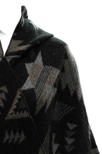 Michael Stars Women Poncho Black Wool Blend Aztec V Neck Size L