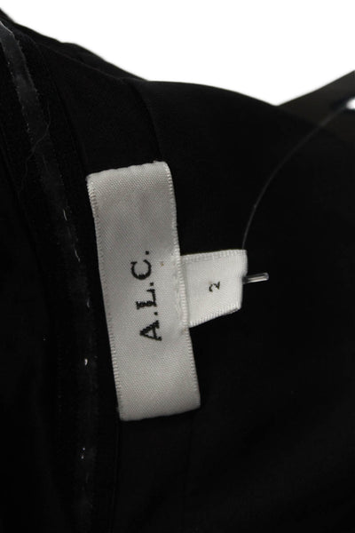A.L.C. Womens Sleeveless Zip Viscose Top Black Size 2