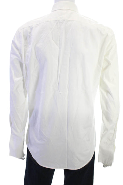 J Crew Mens Point Collar White Cotton Long Sleeve Dress Top Shirt Size M