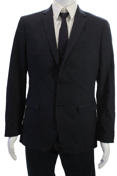 Banana Republic Mens Dark Blue Wool Blazer Collared Button Long Sleeve Size 40