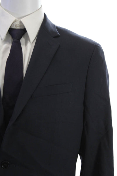 Banana Republic Mens Dark Blue Wool Blazer Collared Button Long Sleeve Size 40