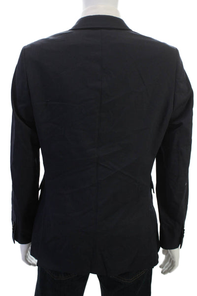 Banana Republic Mens Dark Blue Wool Blazer Collared Button Long Sleeve Size 40