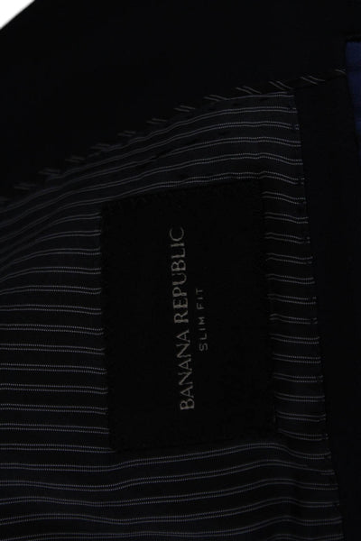 Banana Republic Mens Dark Blue Wool Blazer Collared Button Long Sleeve Size 40