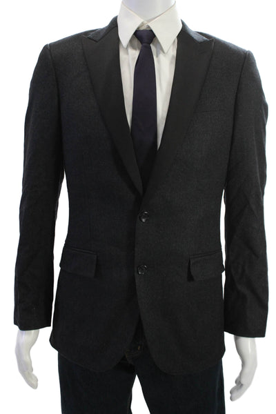 J Crew Mens Black Wool Blazer Collared Button Long Sleeve Classic Size 36