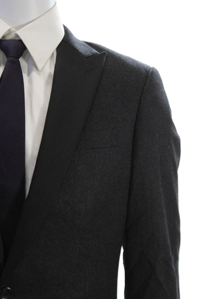J Crew Mens Black Wool Blazer Collared Button Long Sleeve Classic Size 36