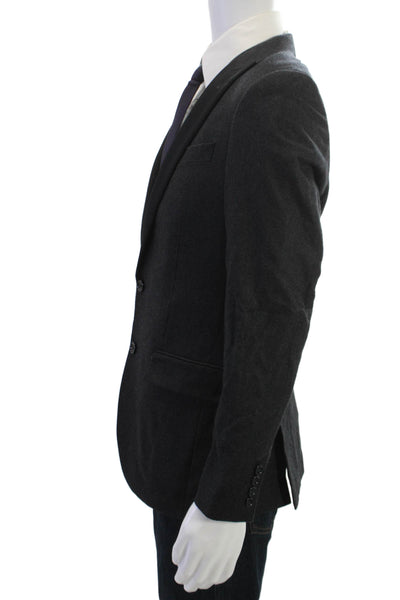 J Crew Mens Black Wool Blazer Collared Button Long Sleeve Classic Size 36