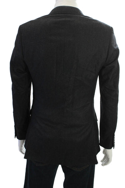 J Crew Mens Black Wool Blazer Collared Button Long Sleeve Classic Size 36