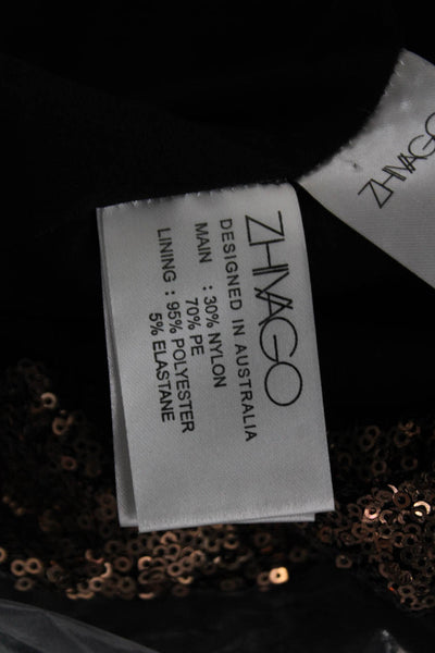 Zhivago Womens Bodycon Mini Dress Brown V Neck 3/4 Sleeve Knee Length Size 2