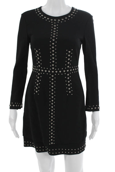 A.L.C. Womens Sheath Mini Dress Black Long Sleeve Knee Length Size 0